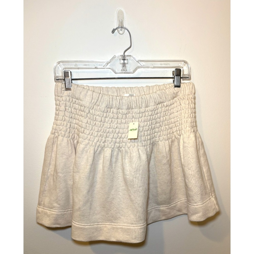 Aerie Feeling Femme Mini Skirt Cream Color - Comfy Stretch Size medium
